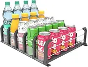 Automatic Can Dispenser, with Self-Pushing Fridge Drinks Organizer, Width Adjustable Drink Dispenser,Soda Beer Juice Can Holds Max up to 25 Cans, 5 Rows (Black)