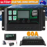 Solar Panel Charge Controller Regulator 12V/24V With Dual USB 60A Battery PWM AU