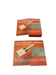 Vintage Benson & Hedges 100's Portable Ashtray Gold Tone Brass LOGO New