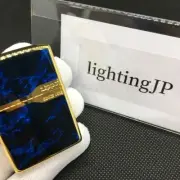 Zippo Logo Gold Insert Blue Marble Sculpture 2G-BLMZ Brass Oil Lighter Japan