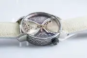 Luxury Artistic Watch 925 Sterling Silver & White Stingray Strap