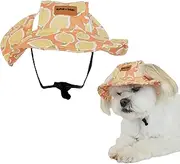 Lemon Print Dog Bucket Hat Yellow Peach Wide Brim Hat for Pets Outdoor Hat Sun Protection Summer Cap for Small Medium Large Dog (S)