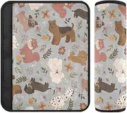 Joitme Doodle Pug Soft Flannel Seat Belt Pads for Adults, 4-Pack (2 S & 2 M) - Protects Skin from Scratches