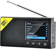 Radio, Digital DAB&FM Radio with BT, Digital Radio Rechargeable Wireless DAB+FM Receiver with Stereo Speaker Sound System, LCD Display, Multi-Language Black
