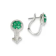 14k White Gold 1/3ct Real Diamond u0026 Emerald Earrings