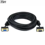 25FT Monitor Cable SVGA VGA Male to Female Ultra Slim w/ Ferrites Gold Plated