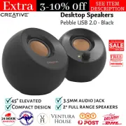 Creative Wired 2.0 Stereo Pebble USB Desktop Speakers Black 3.5mm Audio Jack New