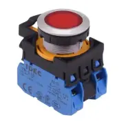 IDEC CW Series Red 24V LED Metallic Momentary Flush Push Button Switch 2NO IP65