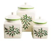 Lenox Holly 894177 Holiday 3-Piece Porcelain Canister Set Free Shipping