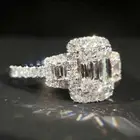 3.15Ct White Emerald Cut Simulated Diamond Engagement Ring 14k White Gold Plated