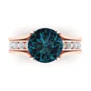 2.8ct Round Cut London Blue Topaz Promise Bridal Band set Sliding 14k Rose Gold