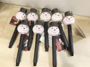 8 New Alpine Solaris Snowman Solar Pathway Stake Lights Holiday Outdoor Decor