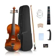 3/4 4 String Acoustic Violin Maple Spruce Ebony Fitting with Case Bow For Player
