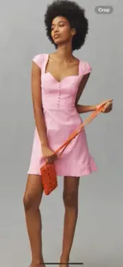 NWT Anthropologie size M The cecily sweetheart dress in pink button closure
