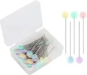 Baxnore 100pcs Flower Head Sewing Pins Flat Head Straight Quilting Pins for Sewing DIY Projects (Light Plum Blossom)