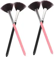 MOTHNUR 4pcs Fan Shaped Makeup Brush Professional Powder Blusher Brushes Long Handle Design for Blending and Contouring for Makeup Enthusiasts and Beginners