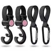 Baby Stroller Hooks, 4 Pack of Multi Purpose Hooks Adjustable Hanger Mommy Bag H