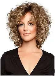 12inch Synthetic Women Mixed Blonde Brown Short Curly Wigs Hair Wigs Hair Wig for Women