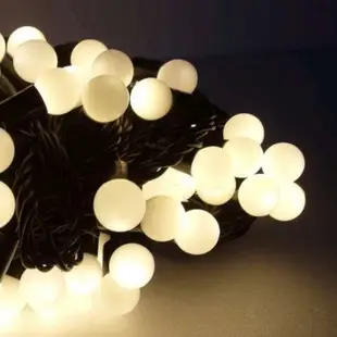 聖誕燈100燈LED圓球珍珠燈串(插電式/暖白光黑線/附控制器跳機)(高亮度又省電)