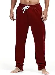 [Amy Coulee] Mens Cotton Athletic Pants Open Bottom Running Sweatpants Straight Leg Casual Joggers with Pockets