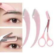 3Pcs Women Eyebrow Trimming Knife Eyebrow Face Razor Eyebrow Scissor With Comb