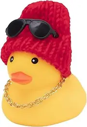 Rubber Duck - Dashboard Duckling Ornament, Car Dashboard Decoration | Cute Beach Air Cushion Duckling with Tiny Sun Hat, Necklace & Shades, Playful Beach Companion Duckling Toy for Kids of All Ages
