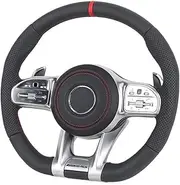 Semi Perforated Full Skin Silver Key With Red Return To Normal Label Steering Wheel，Compatible With Mercedes Benz W213 W211 W213 W221 W218 W