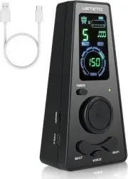 Ueteto Digital Metronome with Timer, English Vocal Counting, black