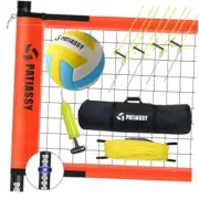 Outdoor Portable Volleyball Net Set System for Backyard - Quick & Easy Orange