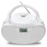 Nextron White Portable Stereo CD Player Boombox with AM/FM Radio Bluetooth USB