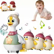 Tummy Time Duck Family, Tummy Time Duck Toy, Walking Duck with Baby Ducks A Baby Goose