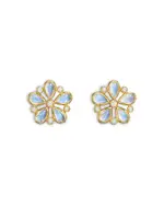 Temple St. Clair 18K Yellow Gold Fj Blue Moonstone & Diamond Luna Flower Stud Earrings
