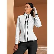 Women's Golf Jacket White Long Sleeve Top Ladies Golf Attire Clothes Outfits Wear Apparel