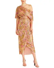 Theia Jade Draped High Low Gown