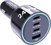 240W USB C Car Charger, Super Fast Charging with PD3.1 140W/PD3.0 100W PPS 45W QC65W Type-C Adapter for MacBook Pro Laptop iPhone 15 14 Max iPad Samsung Galaxy S24/23/22 Pixel etc