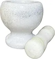 THY Collectibles Natural Marble Mortar and Pestle Set, Stone Grinder Bowl for Spices, Herbs, Garlic, Guacamole, Salsa, and Nuts Molcajete Bowl for Kitchen & Cooking (Light Grey, Diameter 4")