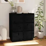NNEVL Sideboards 2 pcs Black 32x34x75 cm Solid Wood Pine