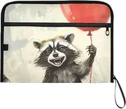 YMXFXP Raccoon Balloon Red Cute Expandable Filing Folder, 13-Pocket Funny Cute Design with Sticky Labels, A4 Letter Size Document Organizer for Office, School, Boys, Girls