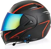 Motorcycle Bluetooth Helmet Full Face Motorcycle Helmet DOT/ECE Approved Lightweight Multiple Vents Motorbike Street Bike Helmets Motocross Moped Helmet for Men Women Adult A,L(59-60CM)