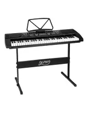 Alpha 61 Key LED Electric Keyboard Piano in Black