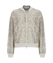 Brunello Cucinelli Sequin Embellished Zipped Jacket White