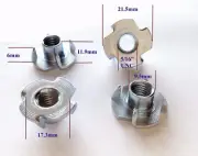 Qty 30 5/16" UNC Zinc Steel 4 Prong T Nut Tee Blind Timber Wood Insert Nuts