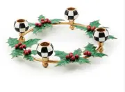 Mackenzie Childs Holly Leaf Metal Ring Candle Holder