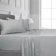 Algodon Bamboo Fitted Sheet w/ Pillowcase Home Bedding Set Silver