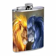 Fire Ice Lions Em1 Flask 8oz Stainless Steel Hip Drinking Whiskey