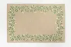 Tufted Classic Floral Rug – Light Beige with White Blooms & Green Leaves