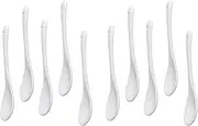 Binxind 10PCS White Porcelain Egg Spoons Ceramic Spoons Coffee Spoon Dessert Spoon Mocha Dip Serving Spoon
