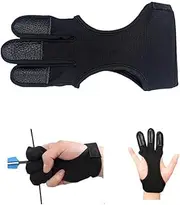 Wanfoou Archery Glove Three Finger Leather Archery Protective Gloves Archery Shooting Gloves, Three Finger Shooting Hunting Gloves Protector for Youth Adult Beginner
