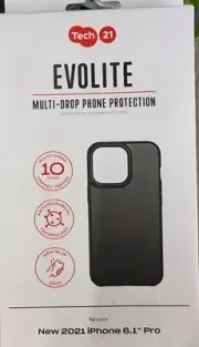 Tech21 EvoLite Case iPhone 13 Pro 6.1" Black Anti-Microbial Non-Slip Grip