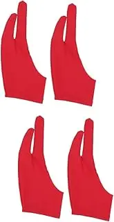 KOMBIUDA 2sets Two Finger Artist Glove Sketch Curved Drawing Gloves Size s Red Spandex Material 2pcs*2